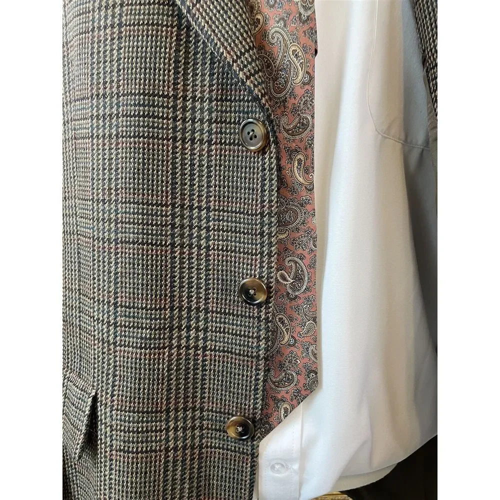 VTG‎ Tommy Hilfiger 40R USA MADE Glen Plaid Wool Tweed 3Btn Blazer Jacket Coat